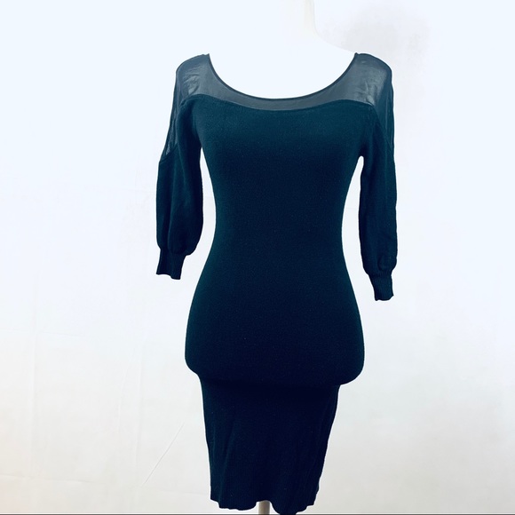 Bar III Dresses & Skirts - Bar lll Bodycon Dress with Sheer Neck & Shoulders
